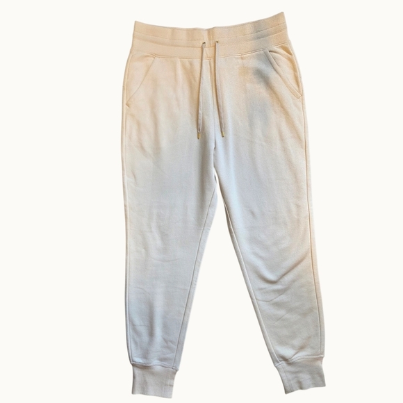 NWT Lauren Ralph Lauren Cream Fleece Jogger Sweatpants | Size L - Picture 4 of 7